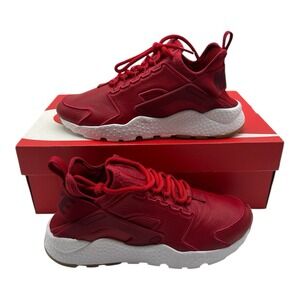 Nike Air Huarache Run Ultra Shoes Womens‎ 6.5 Gym Red/White Sneakers 881100-600